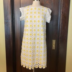Jcrew white and yellow lace crochet shift dress nwt 4